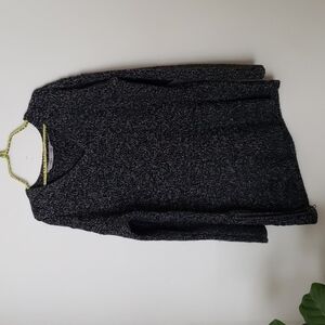 Athleta cashmere wool asymmetric side zip v neck sweater, longline, women's med